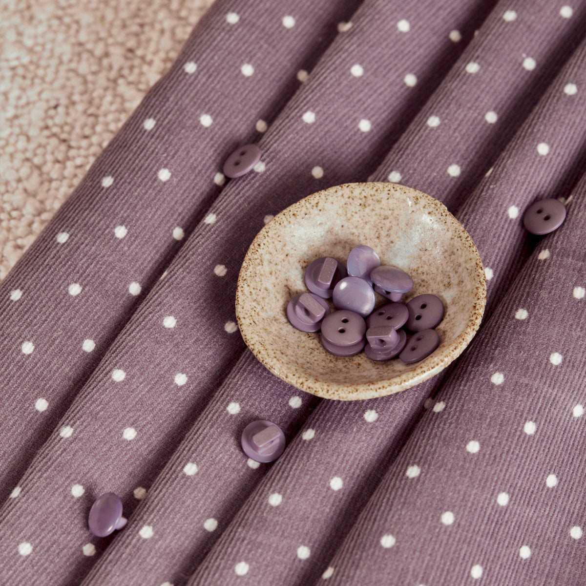 Polka Dot Fine Wale Corduroy Devine Parma Fabric, £19.50 p/m-Corduroy-Flying Bobbins Haberdashery