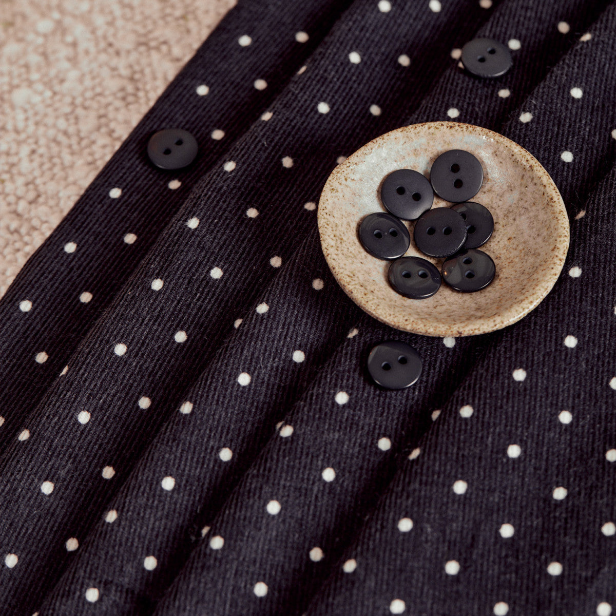 Polka Dot Fine Wale Corduroy Night Fabric, £19.50 p/m-Corduroy-Flying Bobbins Haberdashery