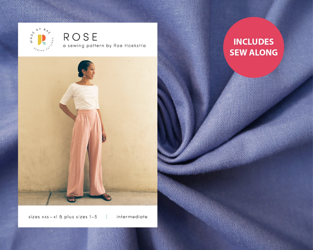 Rose Trousers Kit - Cornflower Linen Mix Chambray-Sewing Kit-Flying Bobbins Haberdashery