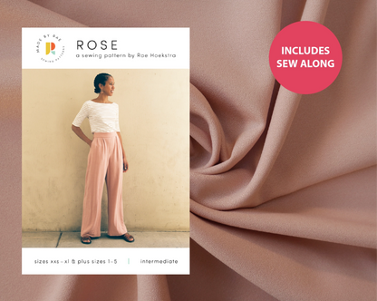 Rose Trousers Kit - Sydney Crepe in Rose-Sewing Kit-Flying Bobbins Haberdashery