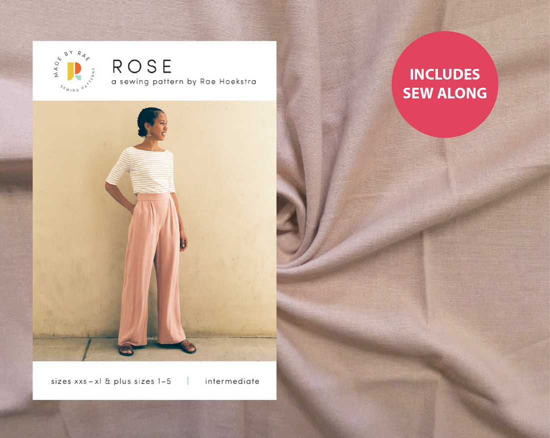 Rose Trousers Kit - Shell Linen Mix Chambray-Sewing Kit-Flying Bobbins Haberdashery