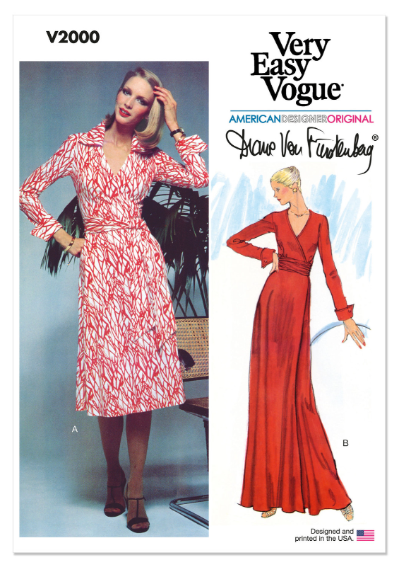 The DVF Wrap Dress by Very Easy Vogue, V2000, Size 6 - 14-Pattern-Flying Bobbins Haberdashery