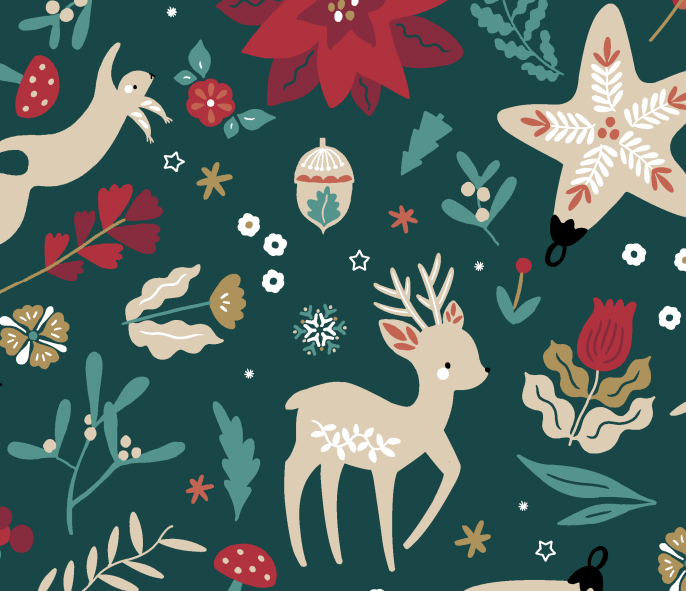 Festive Forest Printed Cotton, £14.00 p/m-Fabric-Flying Bobbins Haberdashery