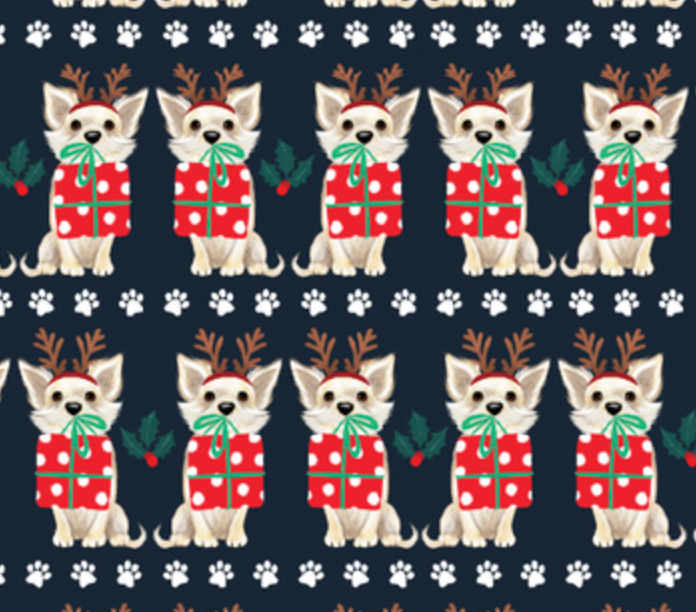 Santa Paws Printed Cotton by 3 Wishes, £12.00 p/m-Fabric-Flying Bobbins Haberdashery