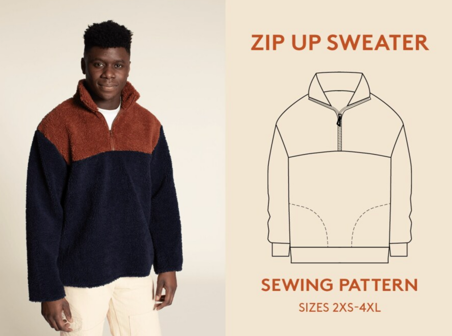 The Zip-Up Sweater MENSWEAR - Dusty Pink-Sewing Kit-Flying Bobbins Haberdashery