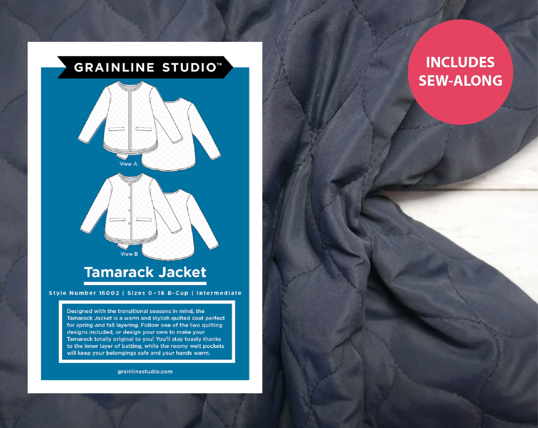 The Tamarack Jacket Kit - Navy-Sewing Kit-Flying Bobbins Haberdashery