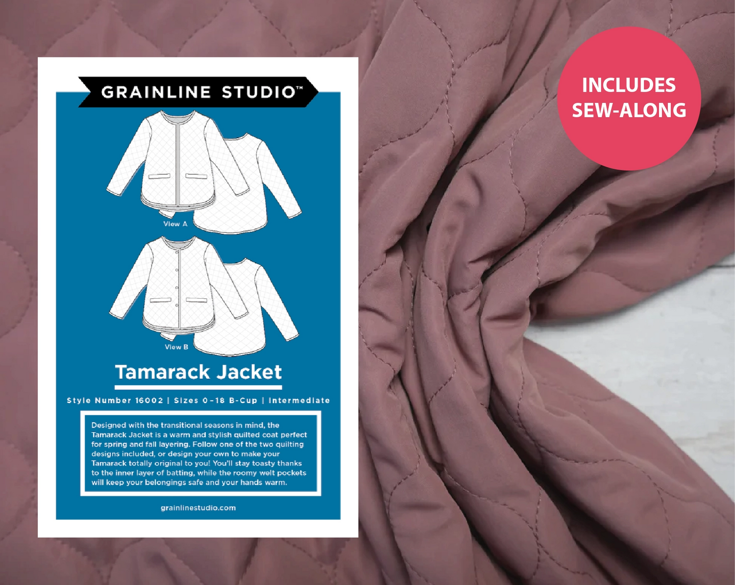 The Tamarack Jacket Kit - Old Rose-Sewing Kit-Flying Bobbins Haberdashery