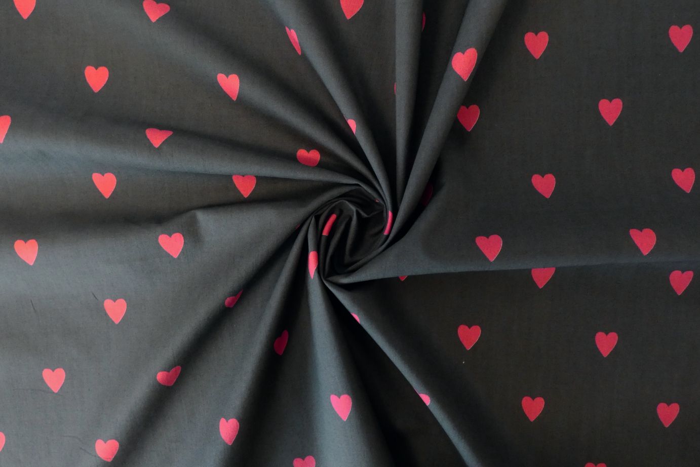 Loveheart Cotton Lawn by Lady McElroy in Black, £18.50 p/m-Fabric-Flying Bobbins Haberdashery