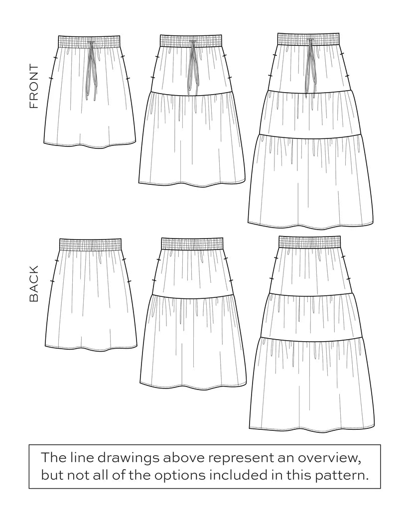 Mave Skirt Kit - Bright Stripe Viscose-Skirt-Flying Bobbins Haberdashery