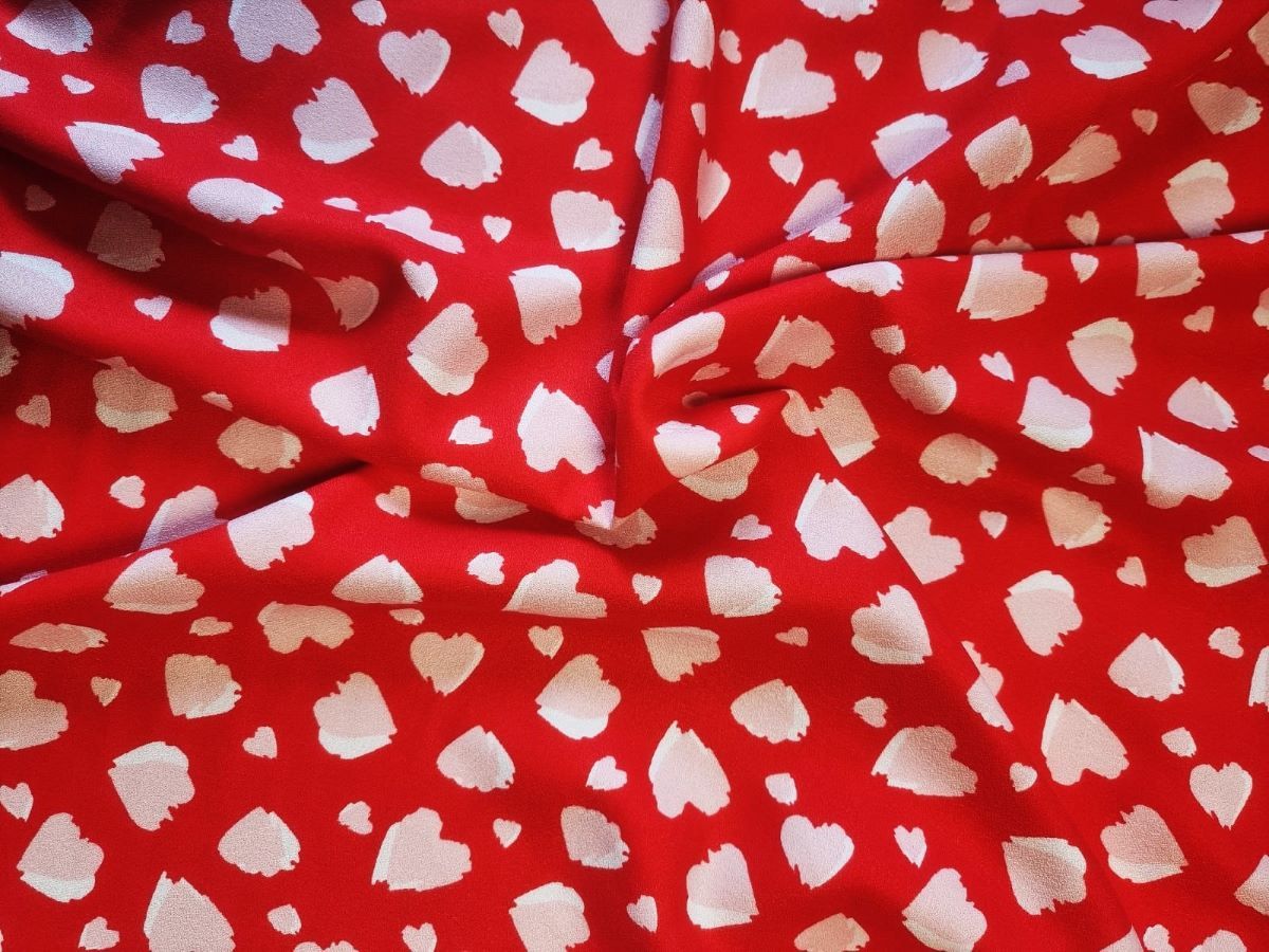 Heartbeat Rayon Crepe by Lady McElroy in Red, £19.50 p/m-Fabric-Flying Bobbins Haberdashery